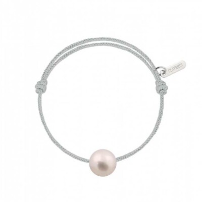 Bracelet Claverin simply pearly sur cordon gris perle en argent et perle blanche